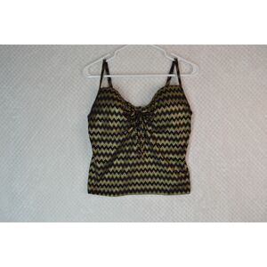 Victoria's Secret Women's 34D Black Gold Foil Chevron Tankini